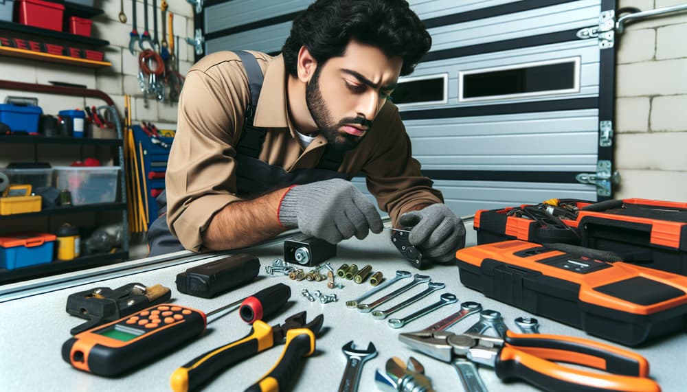 Expert garage door technician at work